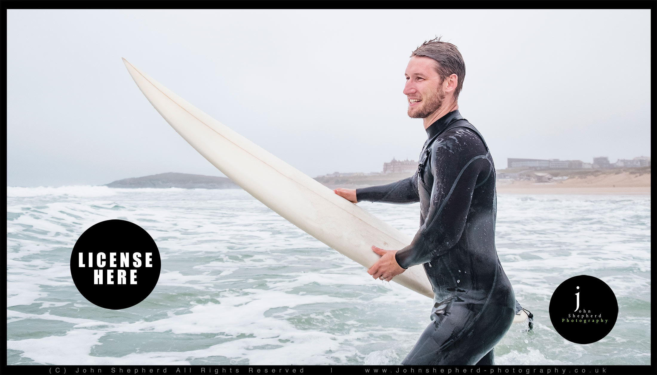 Happy Surfer at Fistral Beach, Newquay.